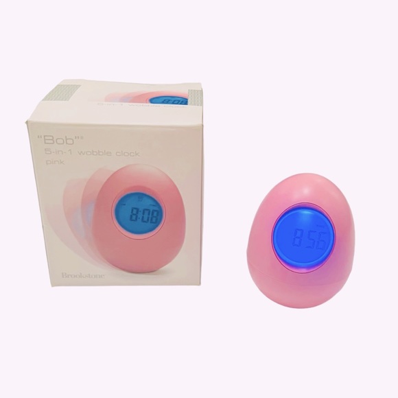 VTG Brookstone “Bob” 5-in-1 Wobble Clock in Pink  Excellent Condition - Picture 7 of 9